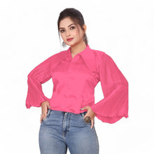 Satin Button Down Shirt Long Sleeve SP3-Regular Size 1