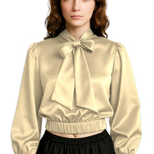Elegant Satin Bow Neck Top for Girls – Party Wear, Birthday Outfit, Special Occasion Blouse S27-1