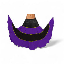 16 Yard 4-Tier Belly Dance 2-Color Skirt with Gold Trim | Tribal Fusion Gypsy C6