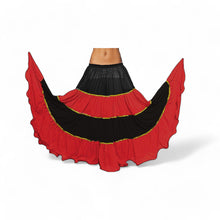 16 Yard 4-Tier Belly Dance 2-Color Skirt with Gold Trim | Tribal Fusion Gypsy C6