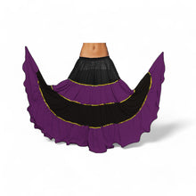16 Yard 4-Tier Belly Dance 2-Color Skirt with Gold Trim | Tribal Fusion Gypsy C6