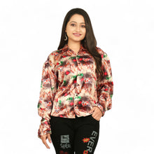 Satin printed Button Down Shirt KF04