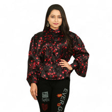 Satin Printed button Down Tops KF06