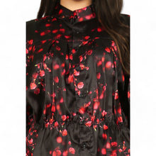 Satin Printed button Down Tops KF06