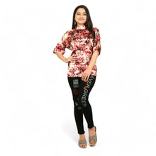 Satin Printed button Down Tops KF07