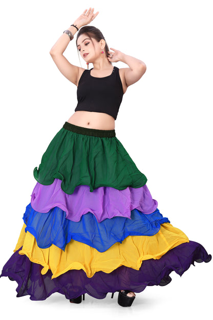 Chiffon Multi Color 5 Layer Belly Dance skirt C28- All Size