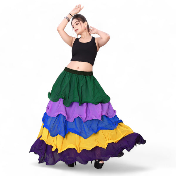 Chiffon Multi Color 5 Layer Belly Dance skirt C28- All Size