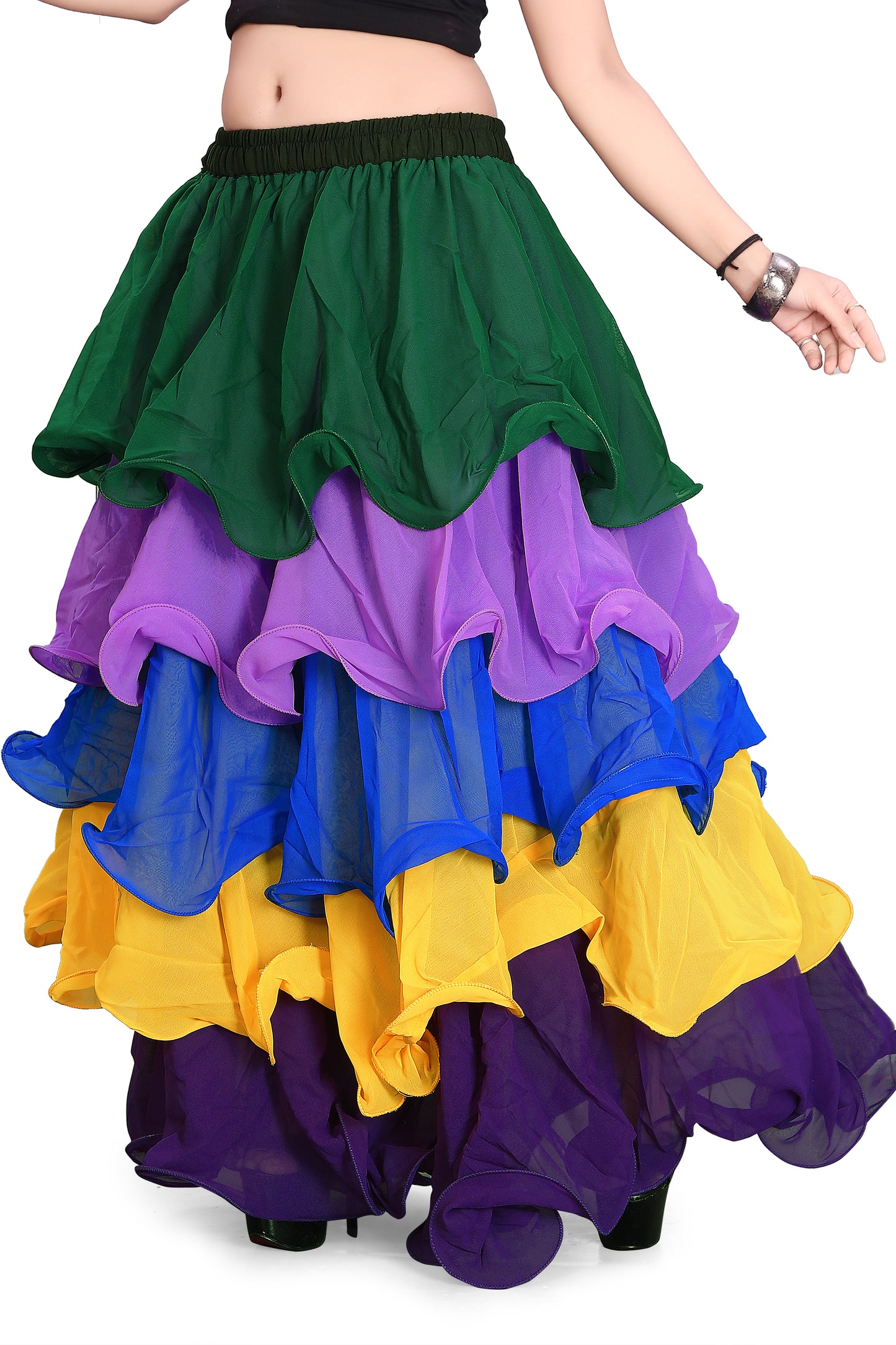 Chiffon Multi Color 5 Layer Belly Dance skirt C28- All Size