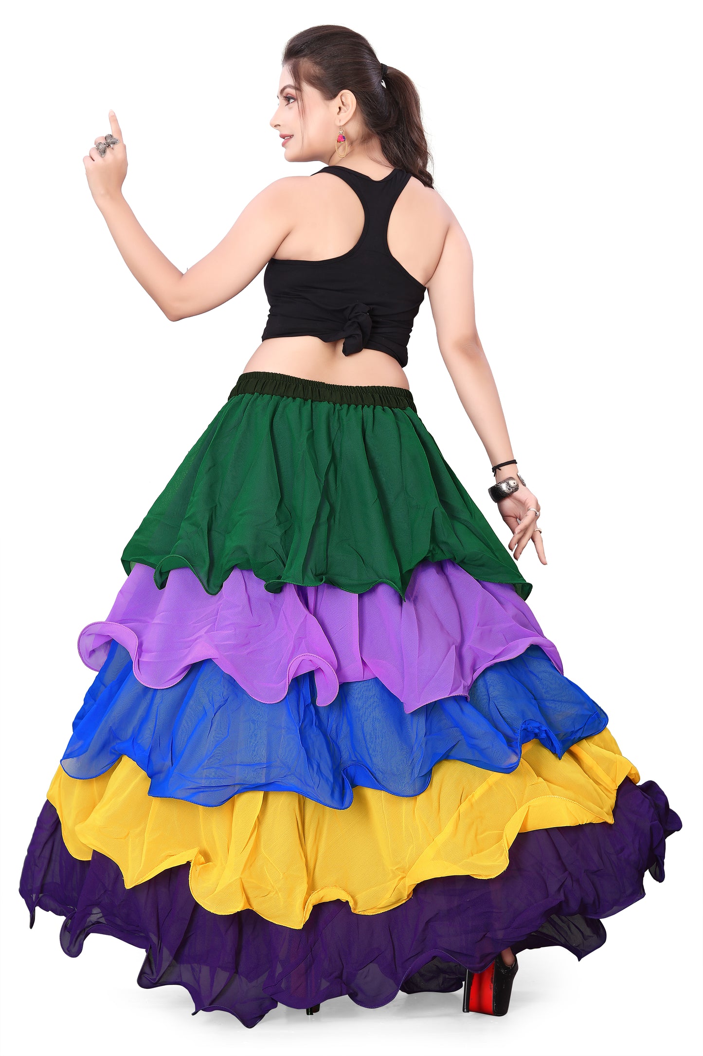 Chiffon Multi Color 5 Layer Belly Dance skirt C28- All Size