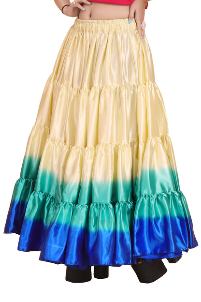 Satin 25 Yard 4 Tier Skirt Multi Color Skirt Belly Dance Skirt KF14-1