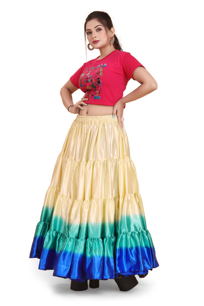 Satin 25 Yard 4 Tier Skirt Multi Color Skirt Belly Dance Skirt KF14-1