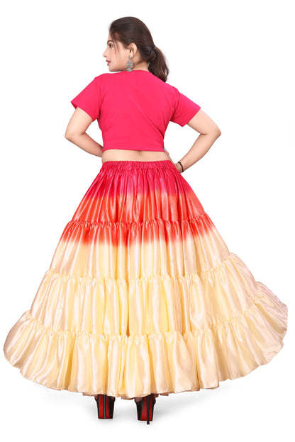 Satin 25 Yard 4 Tier Skirt Multi Color Skirt Belly Dance Skirt KF13-2