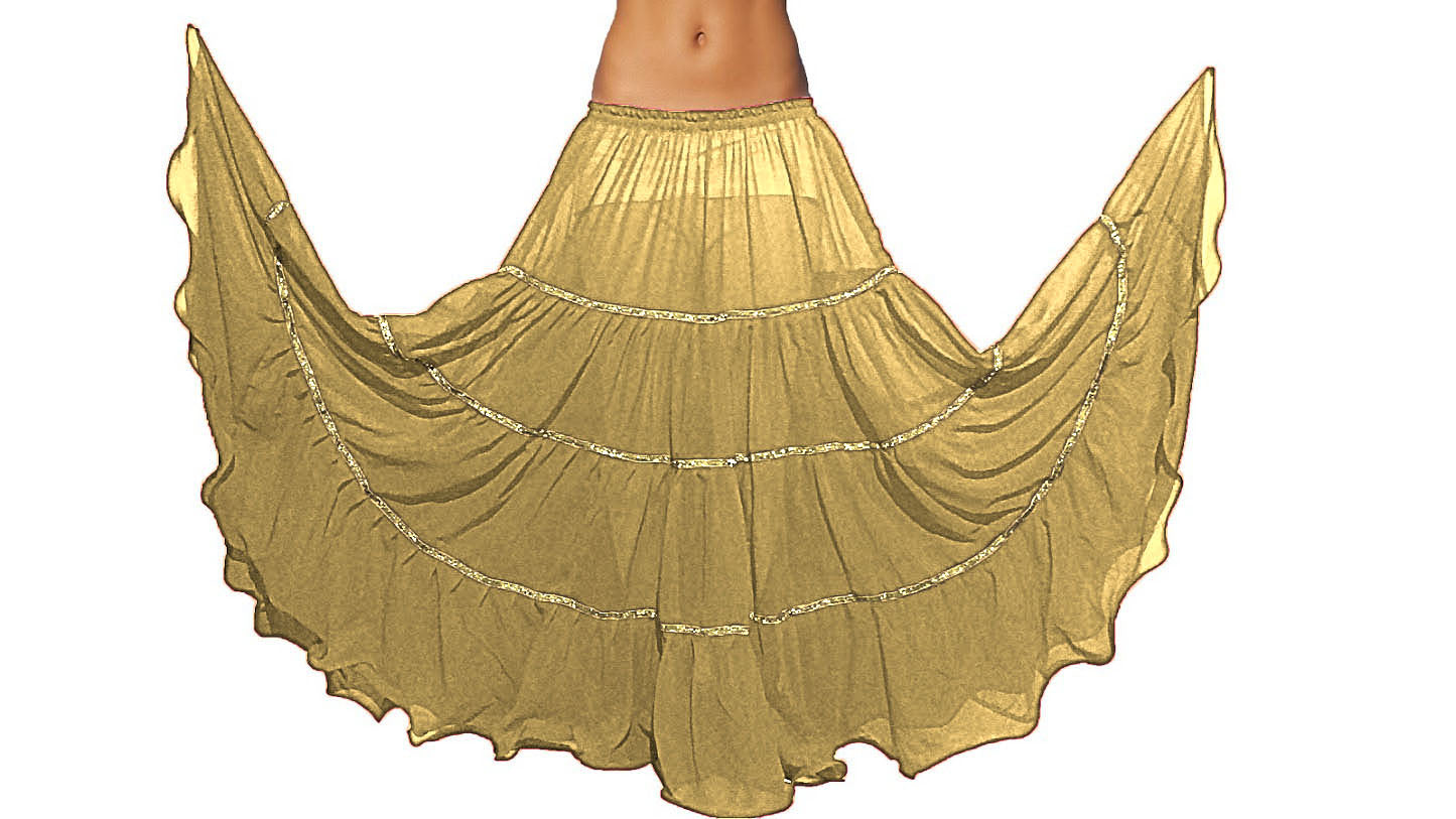 16 Yard 4 Tier Belly Dance Skirt with trim C5 - Regular Size 1