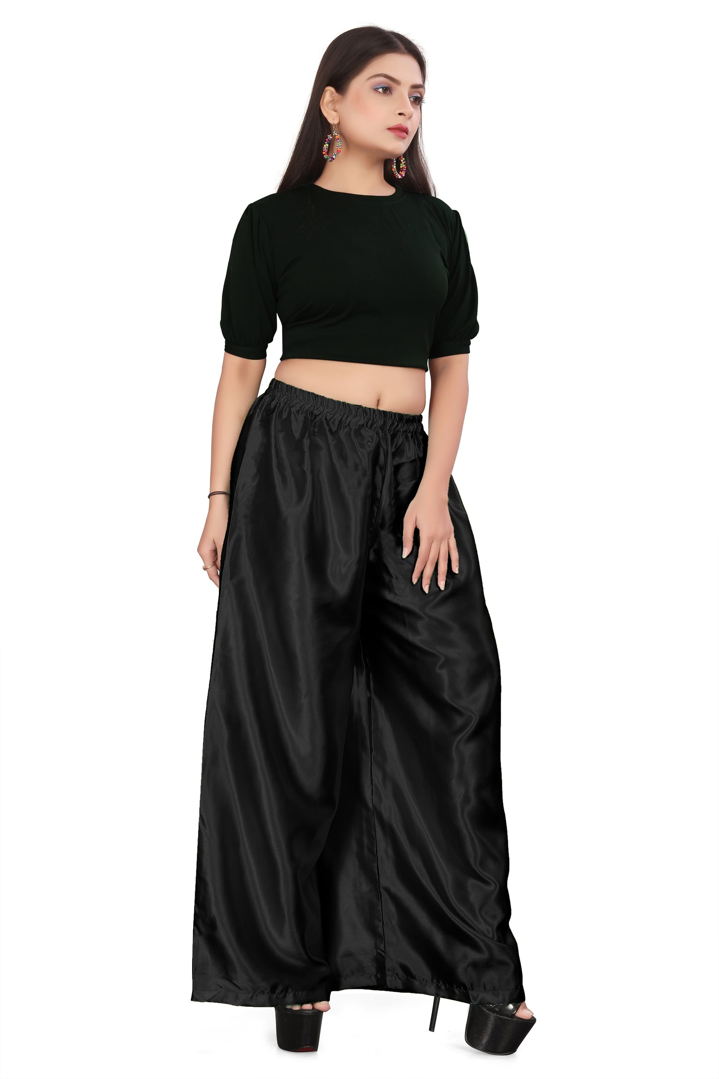 Belly Dance Satin Palazzo Pant For Women /Girls S25-Regular Size 1