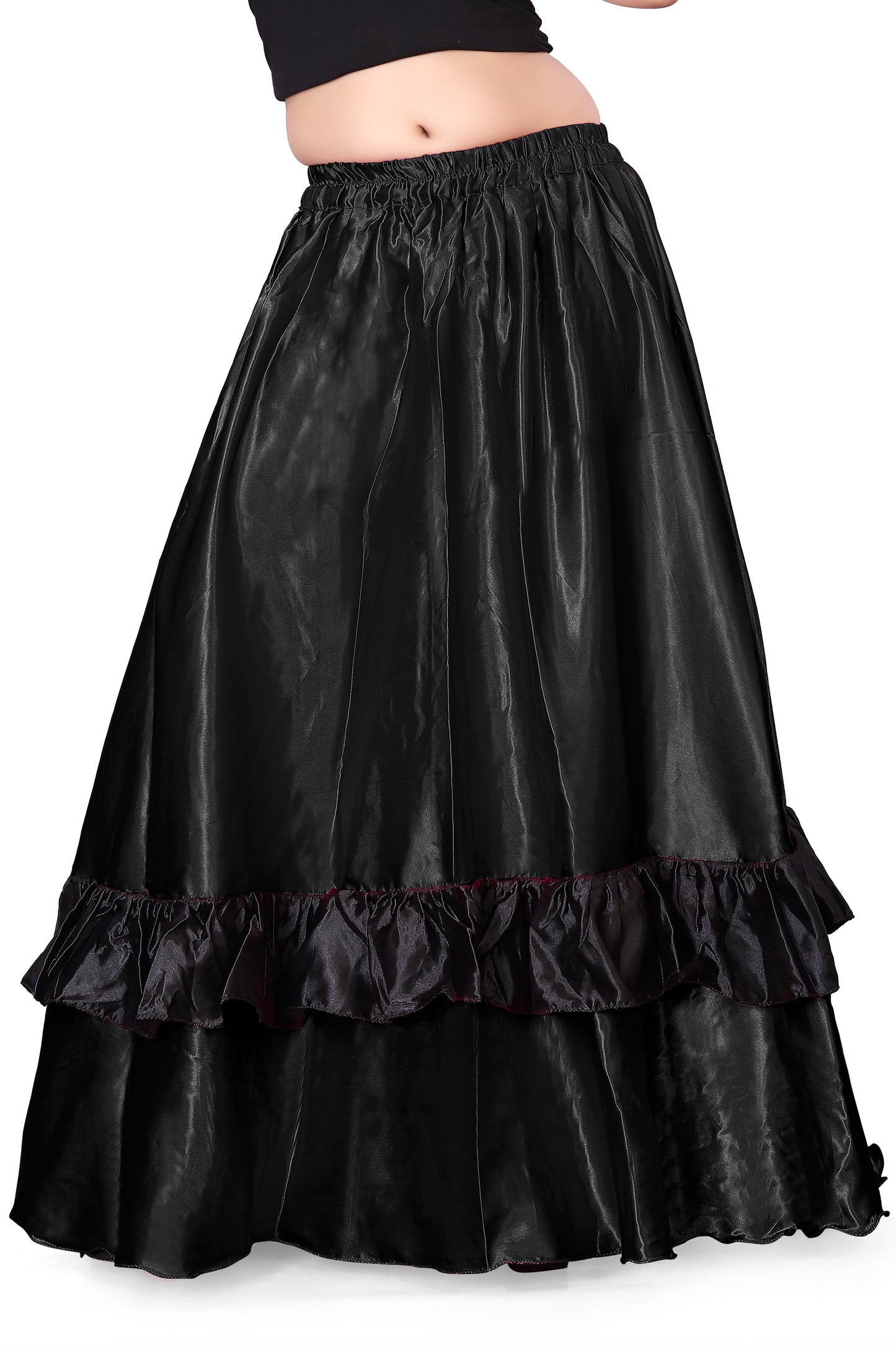 Belly Dance Satin Full Circle Skirt With Frill S33-Regular Size 1