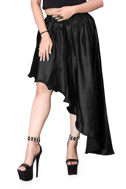 Satin Asymmetrical High low Skirt Skirt S6-Regular Size 1