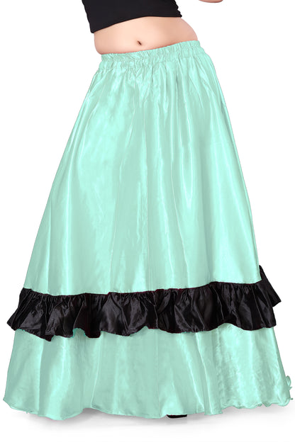 Belly Dance Satin Full Circle Skirt With Frill S33-Regular Size 1