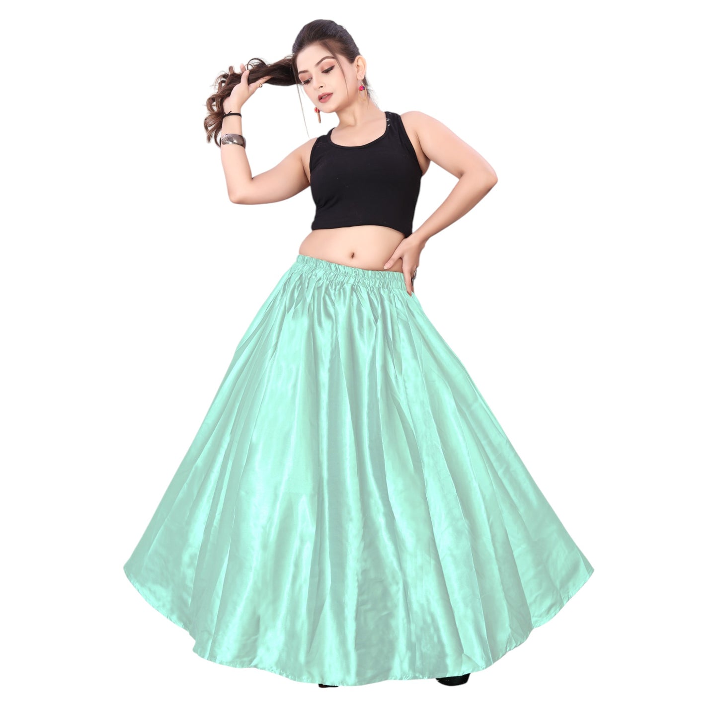 Satin Belly Dance Half Circle Skirt S9-Regular Size 1