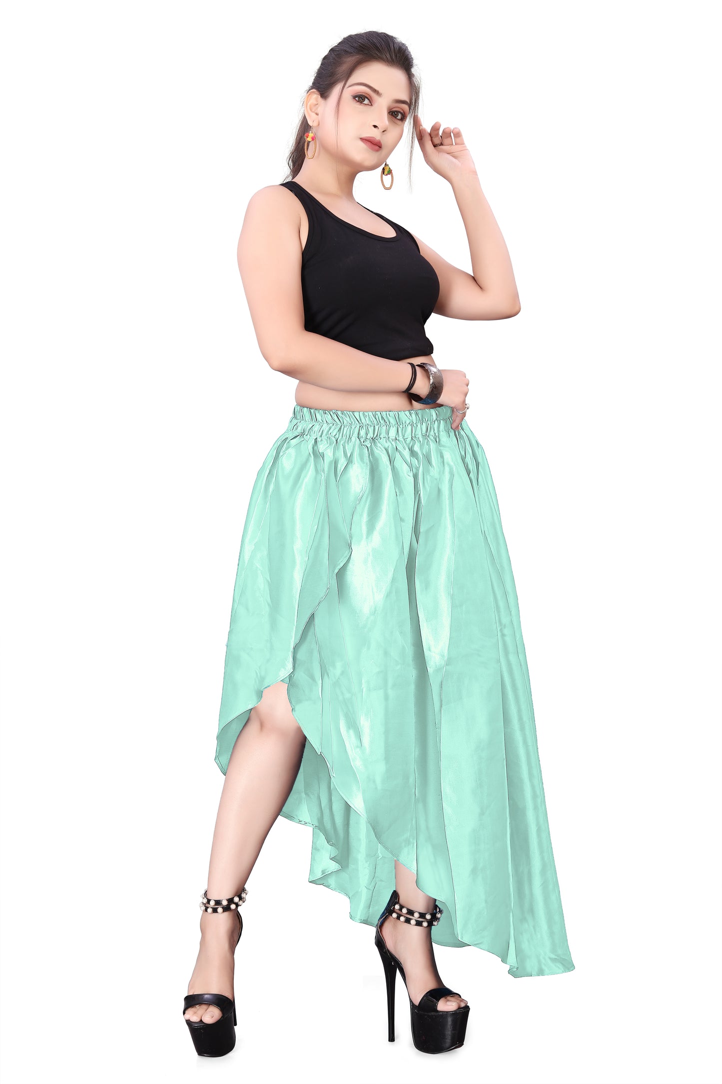 Satin High Low Asymmetrical Skirt  Ballet Dance Skirt S73-Regular Size 1