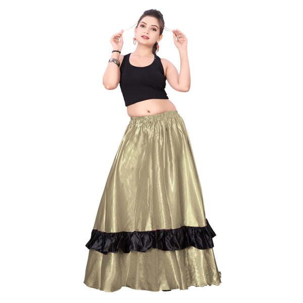 Belly Dance Satin Full Circle Skirt With Frill S33-Regular Size 1