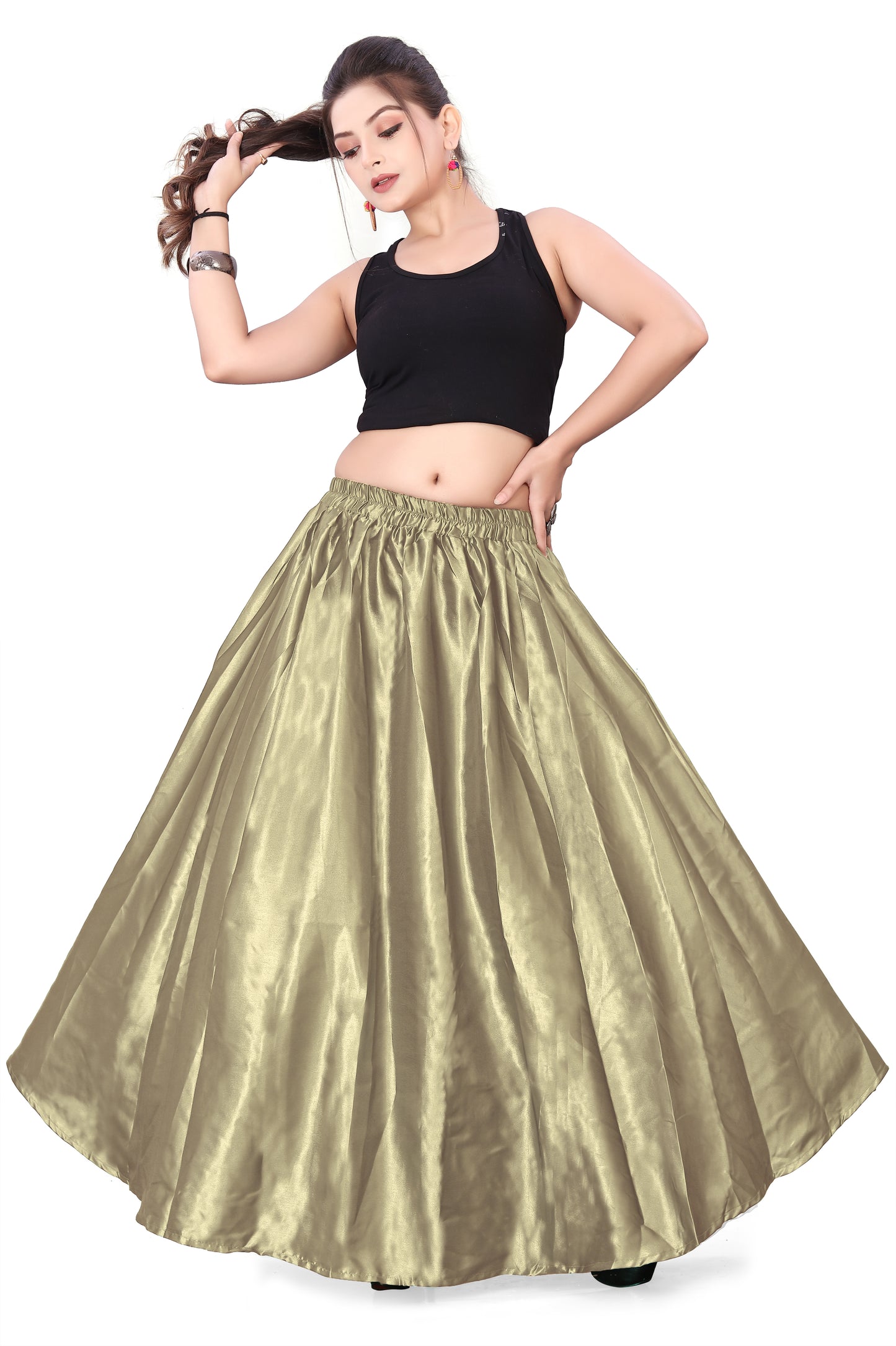 Satin Belly Dance Half Circle Skirt S9-Regular Size 1