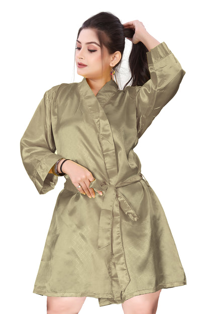 Satin Night Wear Bathrobe For Women S104-Regular Size 1