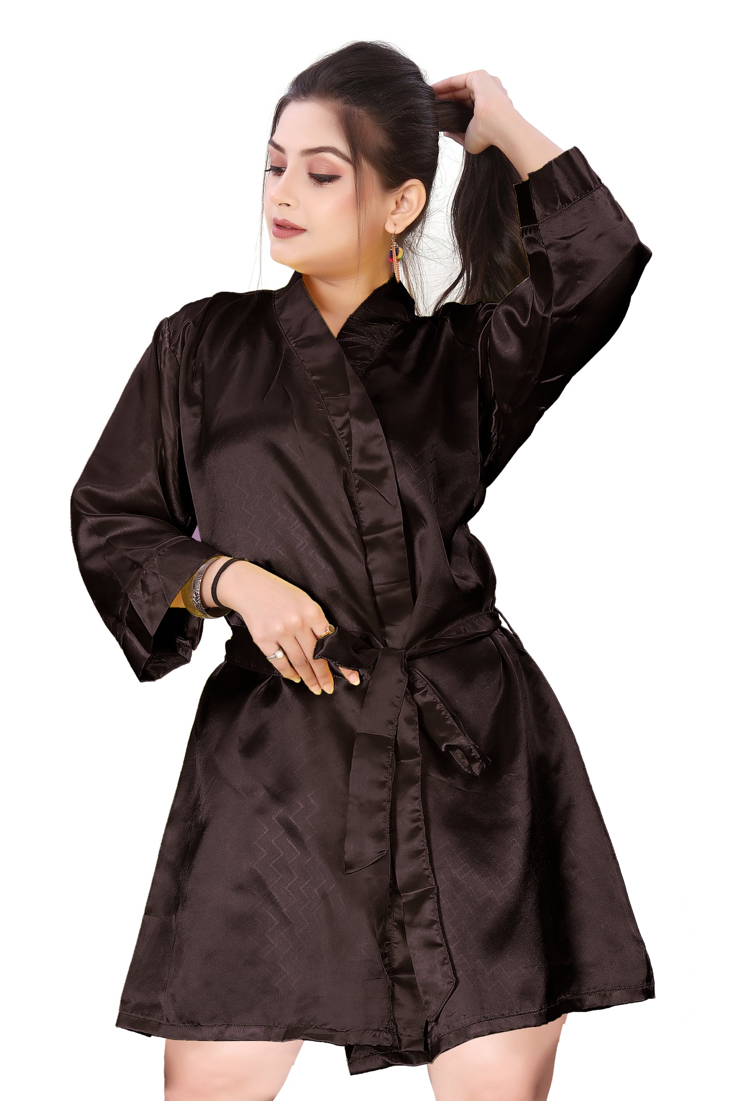 Satin Night Wear Bathrobe For Women S104-Regular Size 1