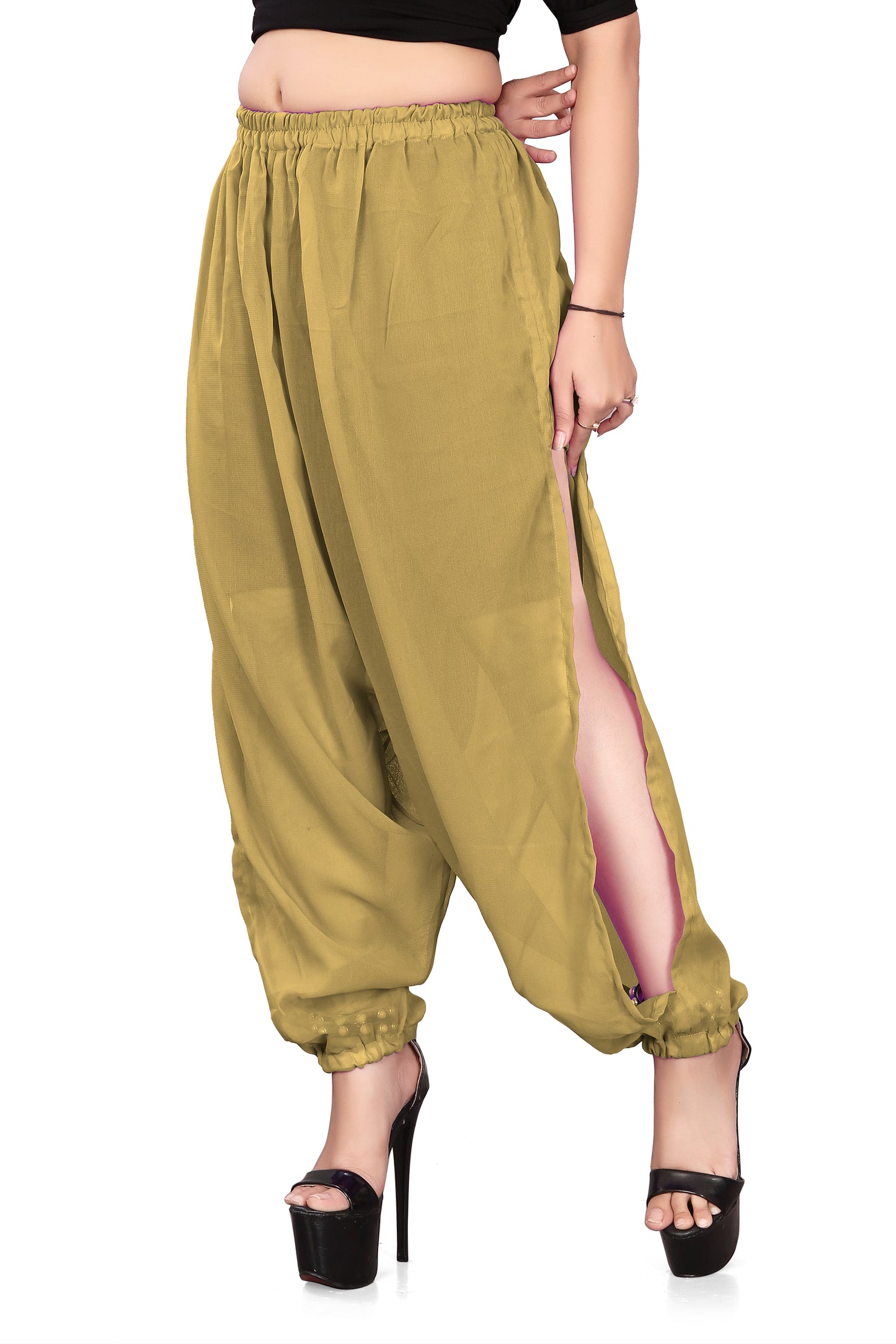 Chiffon Side Slit Belly Dance Harem Pants C19-Regular Size 1