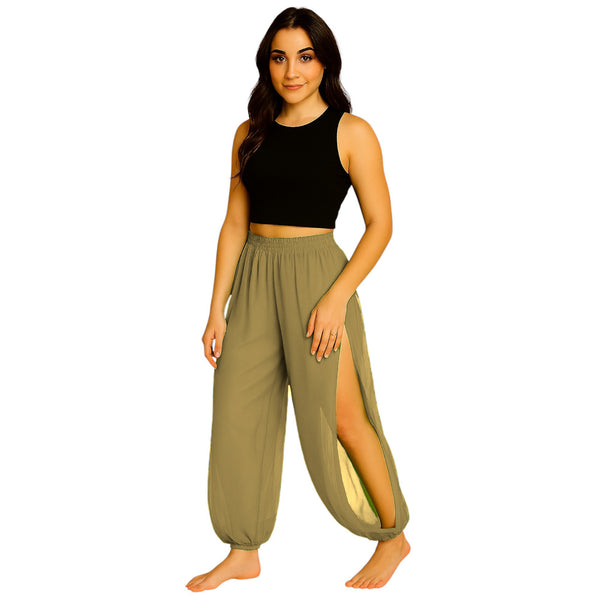 Sheer Chiffon Harem Yoga Pant | Flowing Belly Dance & Layering Trouser Side Cut harem Pant C19