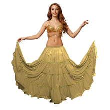 16 Yard 4-Tier Belly Dance Skirt with Gold Trim | Tribal Fusion Gypsy C5