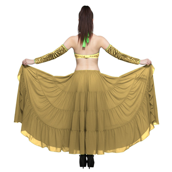 16 Yard 4-Tier Chiffon Belly Dance Skirt | Tribal Fusion Gypsy Full Flow C4