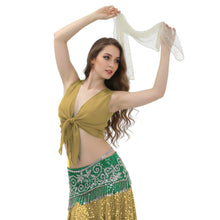 Chiffon Belly Dance Ruffle Top | Sleeveless Self-Tie S-5XL | 30 Colors C68