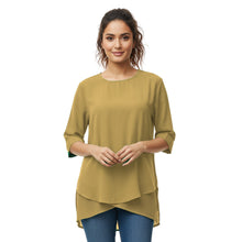 Chiffon Fancy Round Neck Top | Dressy Blouse S-5XL | 30 Colors C58