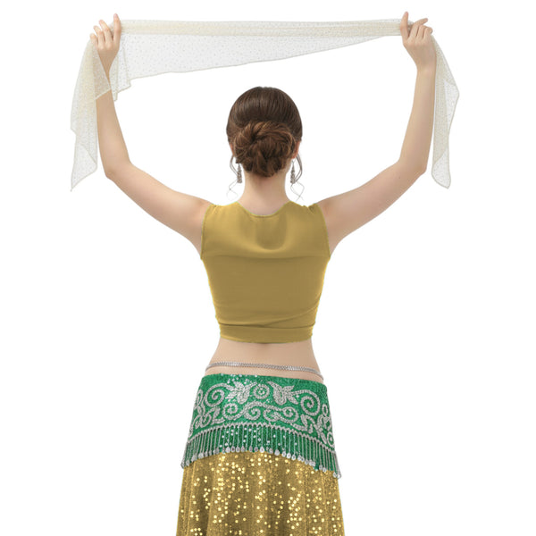 Chiffon Belly Dance Ruffle Top | Sleeveless Self-Tie S-5XL | 30 Colors C68