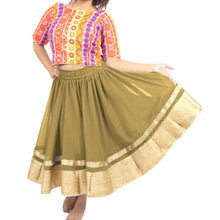 Chiffon Bollywood Dance Skirt | Gold Lace Border | S-5XL, 30 Colors C37