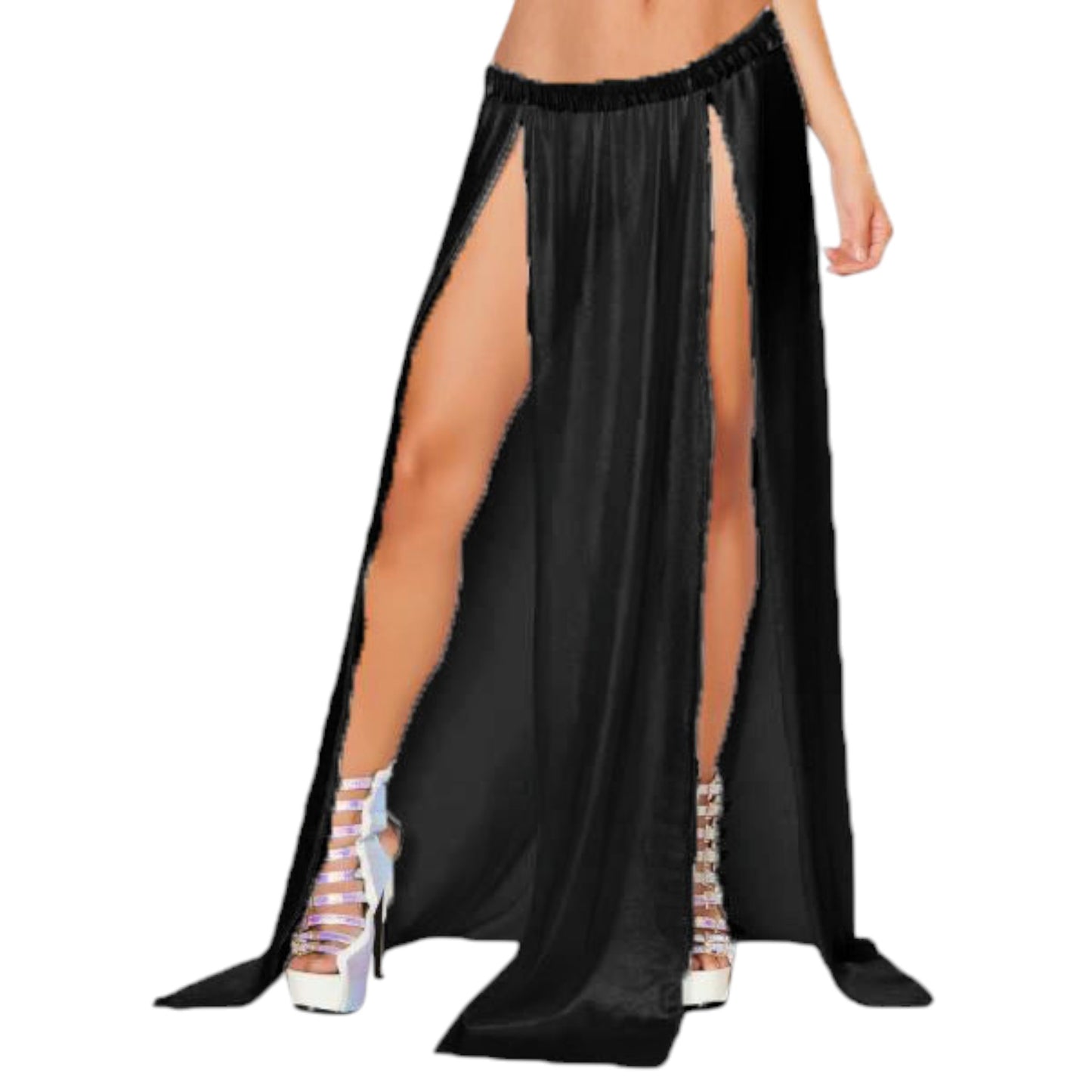 Belly Dance Satin  Both side slit  cut Skirt S96 - Regular Size 1