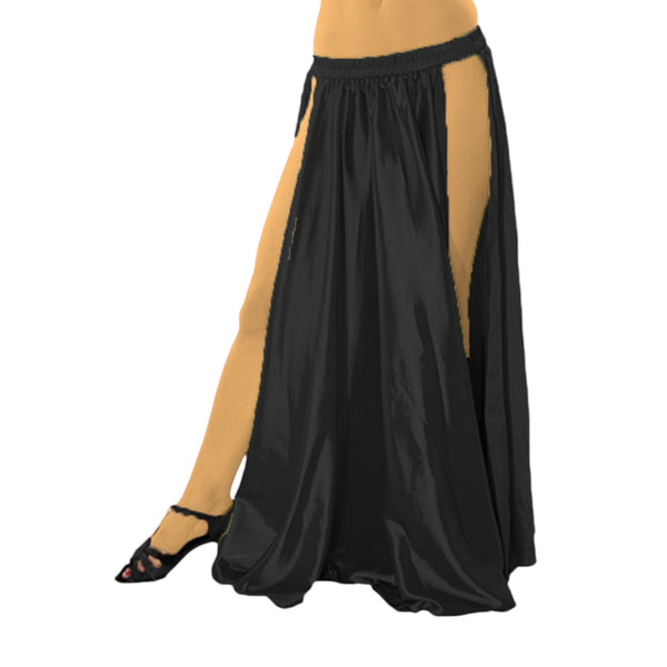 Satin Belly Dance  Side slit skirt S36 - Regular Size 1