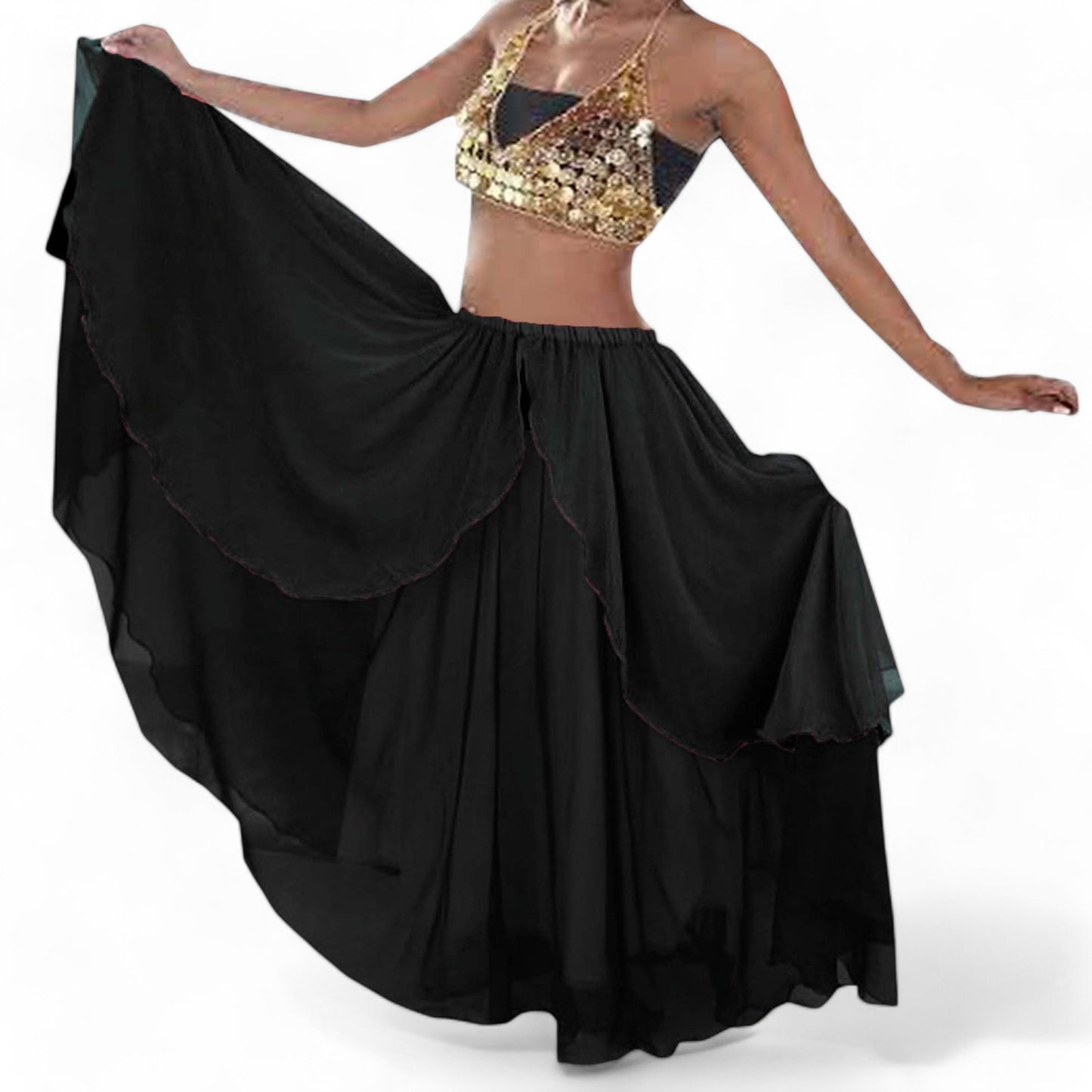 Chiffon 2 layer Belly Dance Skirt C1- Regular Size 1