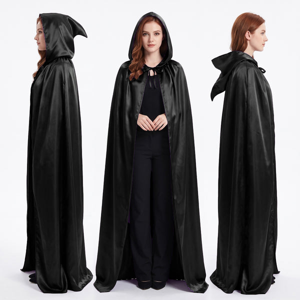 Satin Halloween Hooded Robe Cape – Costume, Cosplay & Party Wear S151