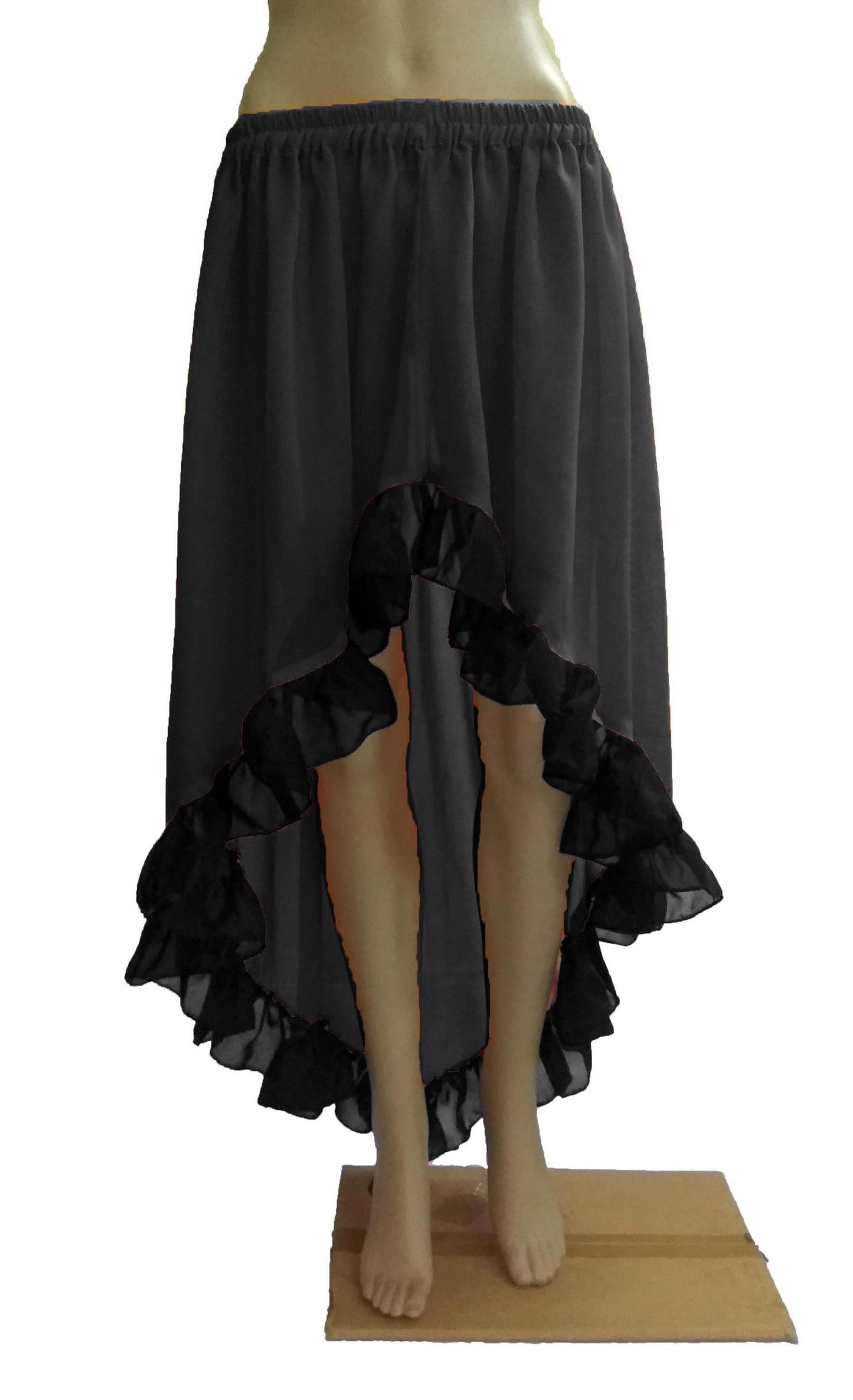 Chiffon sheer Assymetrical Skirt With Frill C22 - Regular Size 1