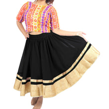 Chiffon Bollywood Dance Skirt | Gold Lace Border | S-5XL, 30 Colors C37