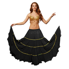 16 Yard 4-Tier Belly Dance Skirt with Gold Trim | Tribal Fusion Gypsy C5