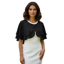 Double Layer Chiffon Peplum Shrug | Solid Color Elegant Evening Bolero | Women's Dressy Cardigan Cover-Up Top C40