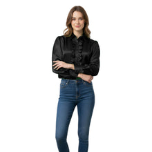 Dark Green Satin Vintage Blouse, sophisticated evening shirt.