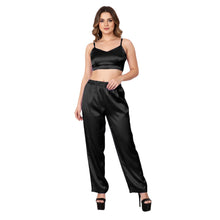 Dark Green Satin Flowy Trousers, sophisticated casual pants.