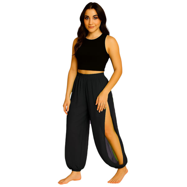 Sheer Chiffon Harem Yoga Pant | Flowing Belly Dance & Layering Trouser Side Cut harem Pant C19