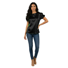 Satin Round Neck Short Sleeve Top | Chic Blouse S-3XL | 41 Colors S89