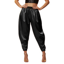 Satin Tapered Party Pants • Plus Size Elastic Waist Trousers • Women's Elegant Night Out Bottoms  S145