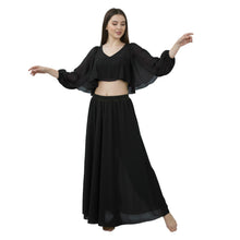 Dodger Blue Belly Dance Outfit Set, Half Circle Skirt and Ruffle Top S-5XL.