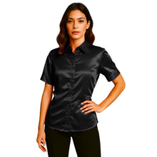 Satin Short Sleeve Button Down Shirt | Button Down Nightwear S-3XL | 41 Colors S107
